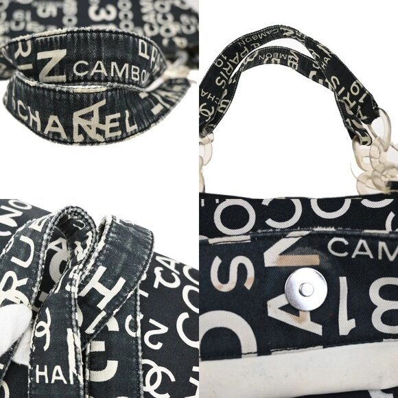 CHANEL Logo By Sea Shoulder Tote Bag Canvas Leather Black Made In Italy 73KB178 - Picture 10 of 16